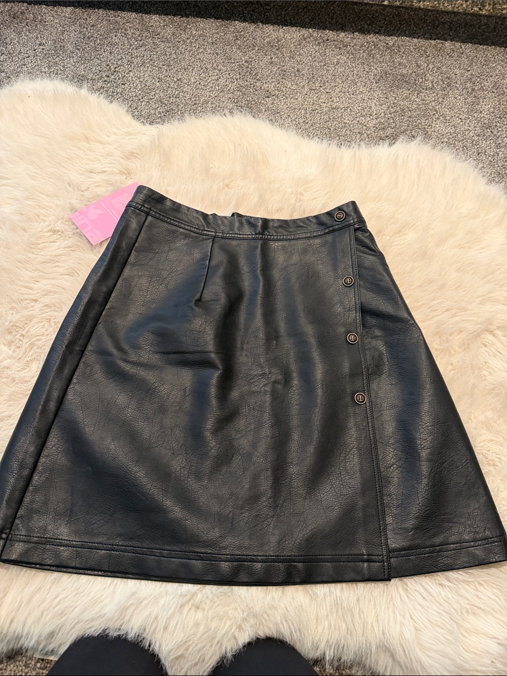 Women's Black Faux Leather A-Line Skirt